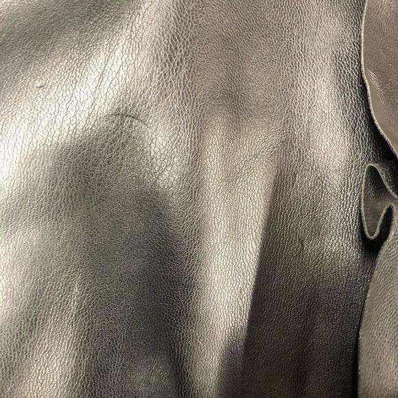 SISTER JANE NWT Black‎ Faux Leather Yellow Trim Bomber Jacket Sz S - Picture 4 of 6